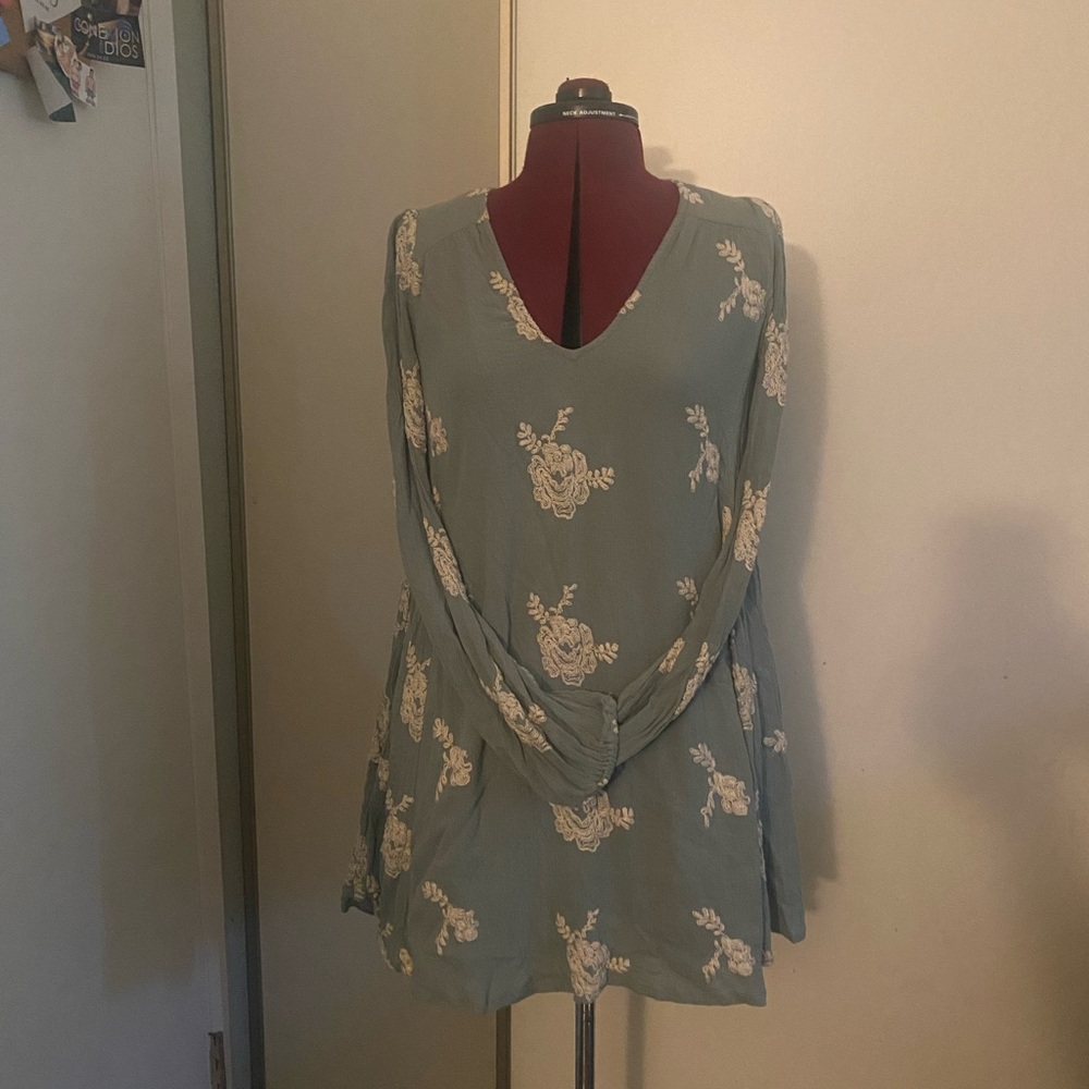 Free People Green Floral Mini Dress